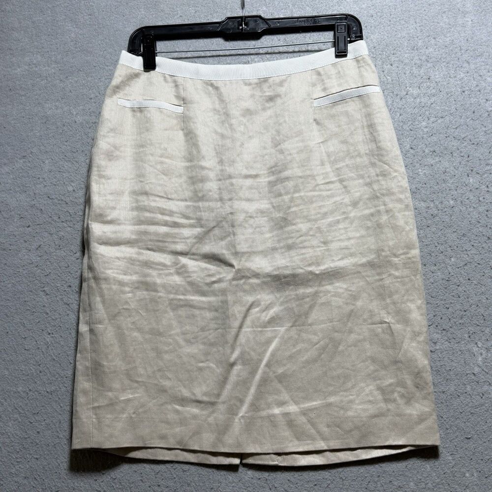 Brooks Brothers Skirt Women’s Size 8 Beige Irish Linen Lined Back Zip